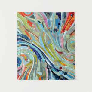 Colourful Geometric Abstract Mosaic Art Tapestry