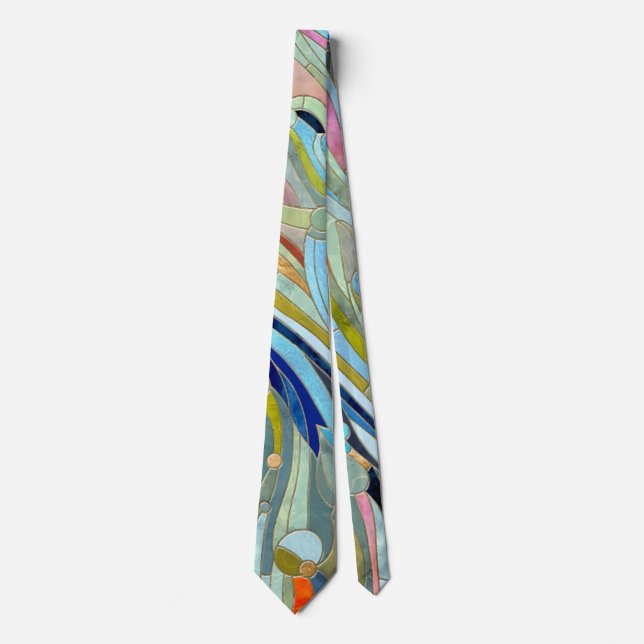 Colourful Geometric Abstract Mosaic Art Tie (Front)