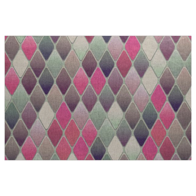 Colourful Geometric Abstract Natural Linen Fabric (Yard)