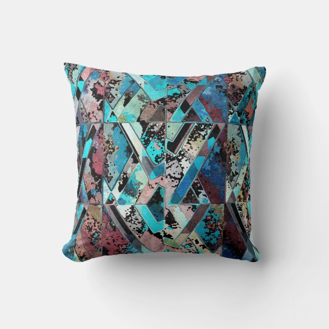 Colourful Geometric Abstract Pattern Cushion (Front)