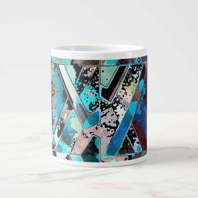 Colourful Geometric Abstract Pattern Large Coffee Mug (Front)