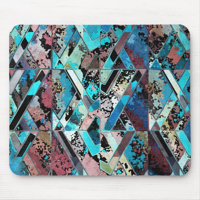 Colourful Geometric Abstract Pattern Mouse Pad (Front)