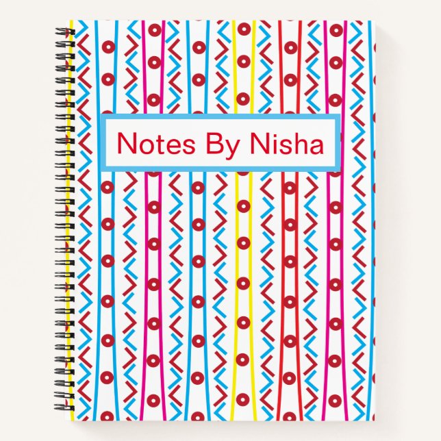 Colourful Geometric Abstract Pattern Personalised Notebook (Front)