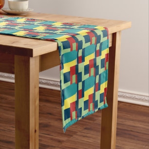Colourful Geometric Abstract Pattern Short Table Runner