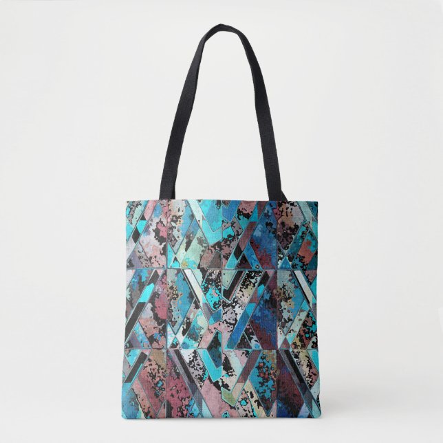 Colourful Geometric Abstract Pattern Tote Bag (Front)