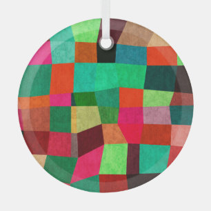 Colourful Geometric: Abstract Seamless Texture Glass Tree Decoration