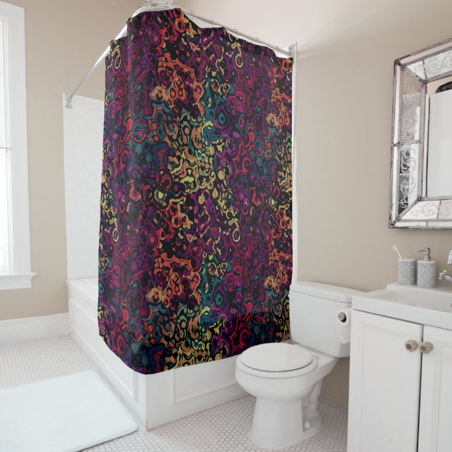 Colourful geometric abstract  shower curtain (In Situ)