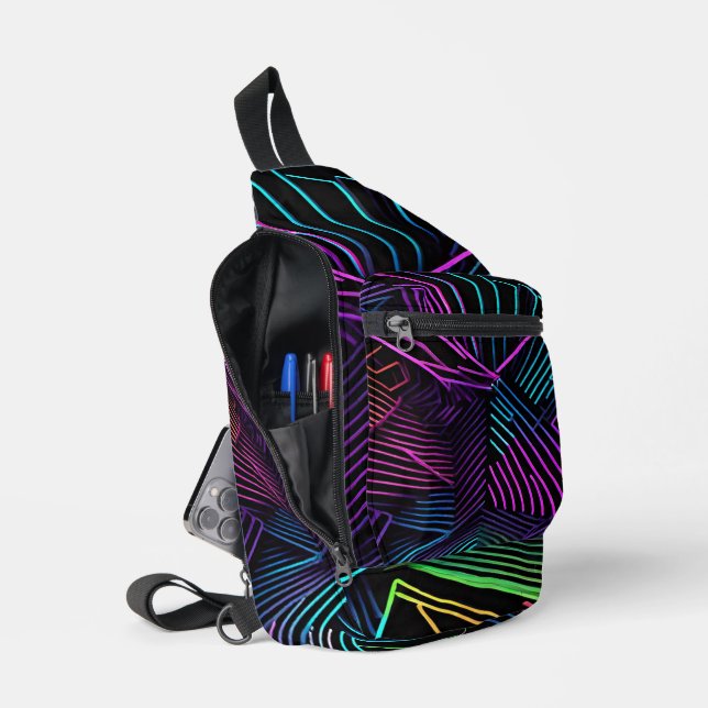 Colourful Geometric Abstract Sling Bag (Open)