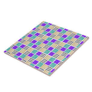 Colourful Geometric Abstract Squares Pattern Ceramic Tile