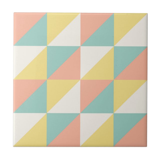 Colourful Geometric Abstract Triangle Pattern Ceramic Tile (Front)