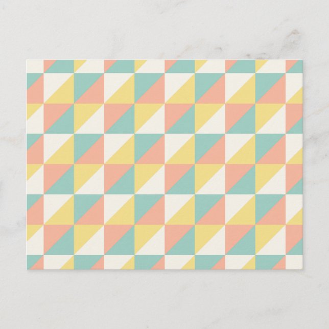 Colourful Geometric Abstract Triangle Pattern Holiday Postcard (Front)