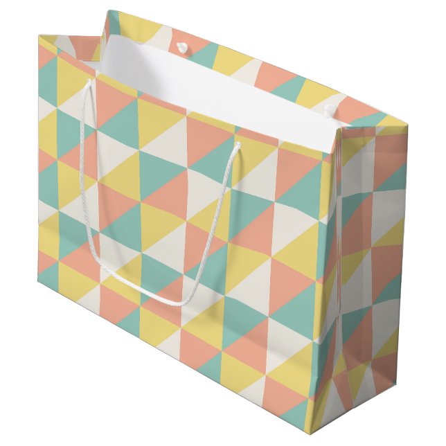 Colourful Geometric Abstract Triangle Pattern Large Gift Bag (Front Angled)