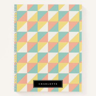 Colourful Geometric Abstract Triangle Pattern Name Notebook