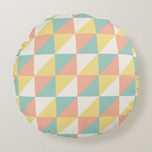 Colourful Geometric Abstract Triangle Pattern Round Cushion