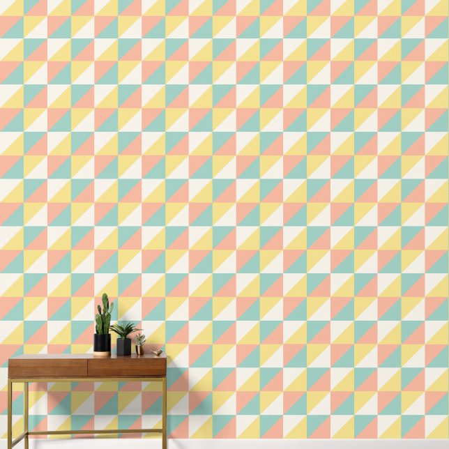 Colourful Geometric Abstract Triangle Pattern Wallpaper (Hallway)