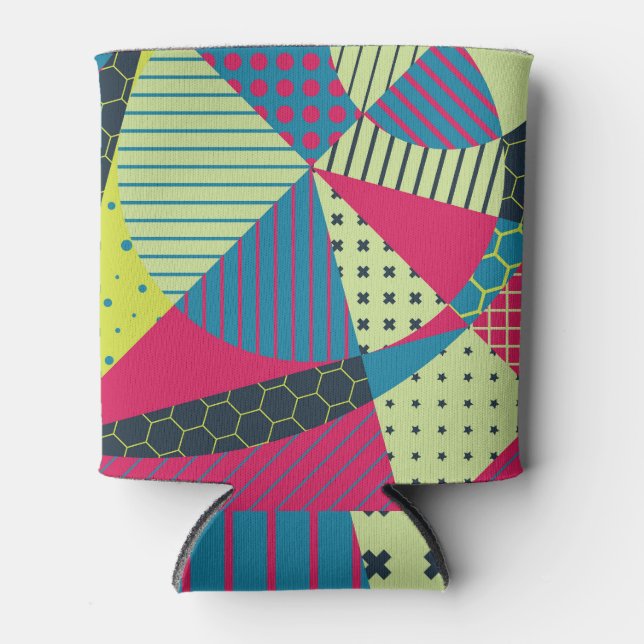 Colourful Geometric Abstract Vintage Design Can Cooler (Front)