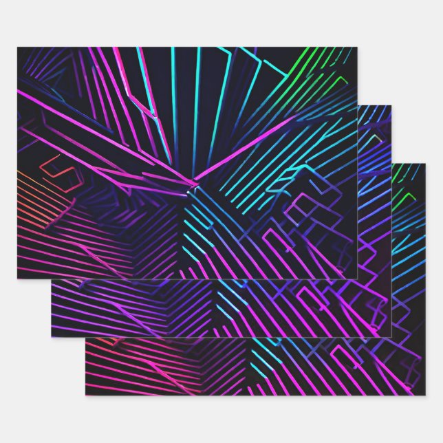 Colourful Geometric Abstract Wrapping Paper Sheet (Set)
