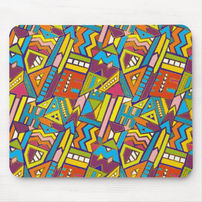 Colourful Geometric African Tribal Pattern Mouse Pad (Front)