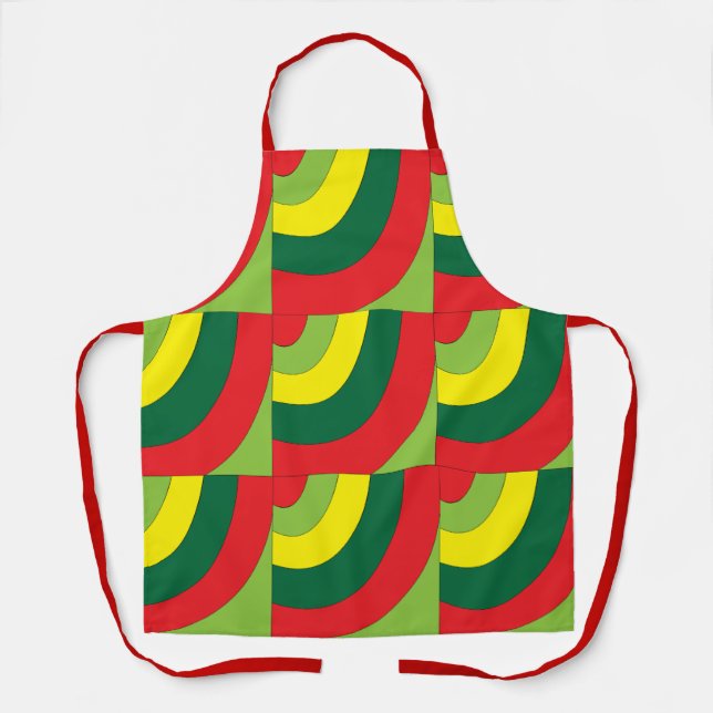 Colourful Geometric Arch Pattern Kitchen Apron (Front)