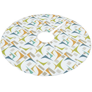 Colourful Geometric Arcs Corners Mid Century Moder Brushed Polyester Tree Skirt