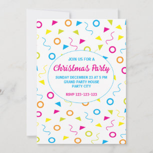 Colourful Geometric Art Christmas Party Holiday Invitation