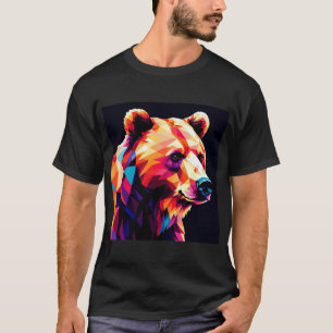 Colourful Geometric Bear Portrait T-Shirt
