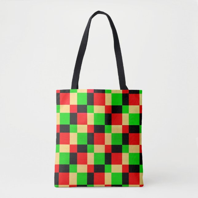 Colourful Geometric Block Squares Art Tote Bag (Front)