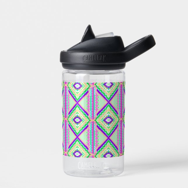Colourful Geometric Boho Pattern Water Bottle (Left)