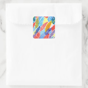 Colourful Geometric Boho Tropical Jungle Floral Square Sticker
