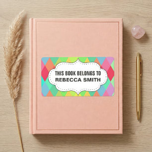Colourful Geometric Book Label Bookplate Labels