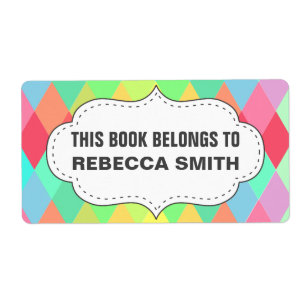 Colourful Geometric Book Label   Bookplate Labels