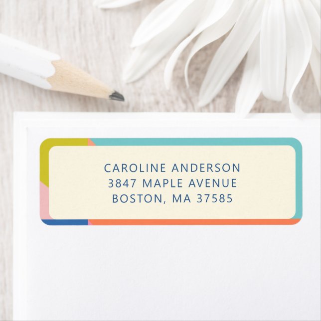 Colourful Geometric Border Custom Return Address Label (Insitu)