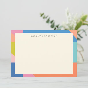 Colourful Geometric Border Personalised Name  Card