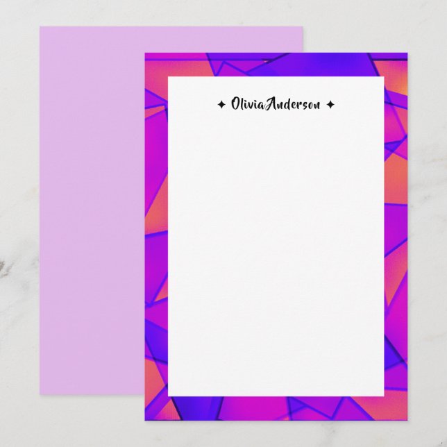 Colourful Geometric Border Personalised Name Note Thank You Card (Front/Back)