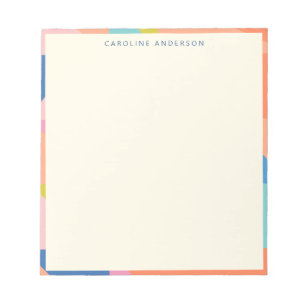 Colourful Geometric Border Personalised Name Notepad