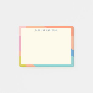 Colourful Geometric Border Personalised Name Post-it Notes