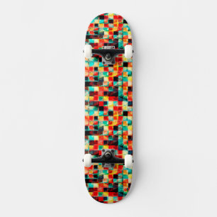 Colourful geometric bright design skateboard