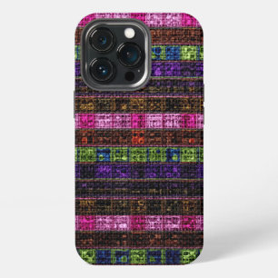 Colourful Geometric Burlap Rustic Look iPhone 13 Pro Case