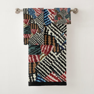 Colourful Geometric Chevron Stripe Bath Towel Set