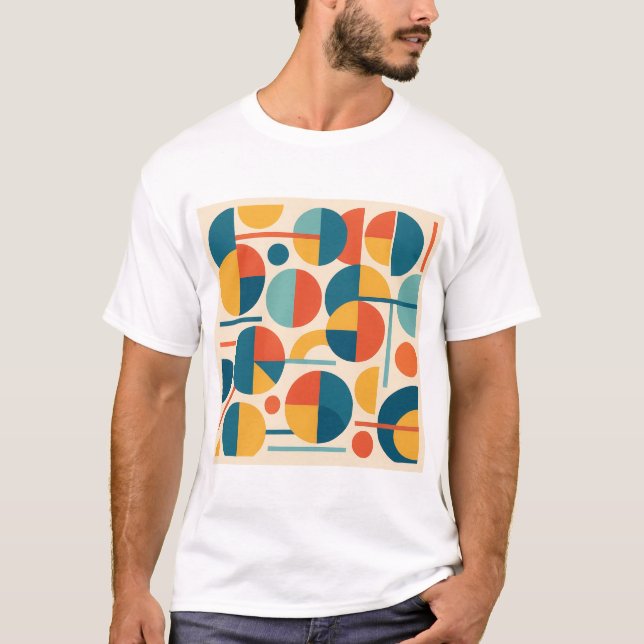 Colourful Geometric Circles & Lines T-Shirt (Front)