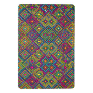 Colourful geometric clipboard with vibrant diamond