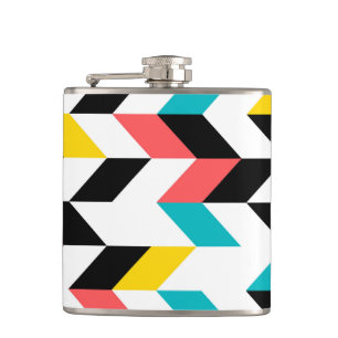 Colourful, geometric, cool, unique, trendy graphic hip flask