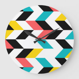 Colourful, geometric, cool, unique, trendy graphic large clock