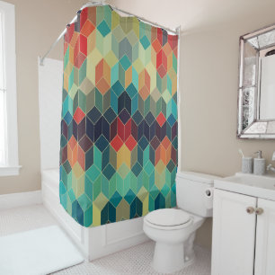 Colourful Geometric Cubes Modern Pattern Shower Curtain