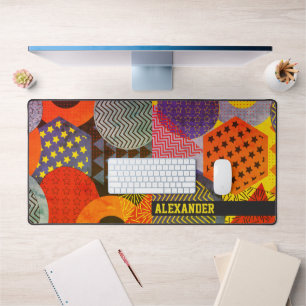 Colourful Geometric Custom Name Gaming  Desk Mat