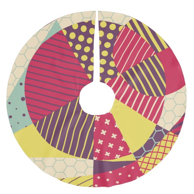 Colourful Geometric Design Abstract Brushed Polyester Tree Skirt (Front)