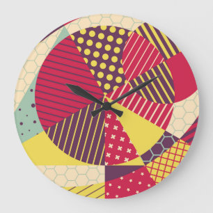 Colourful Geometric Design Abstract Large Clock