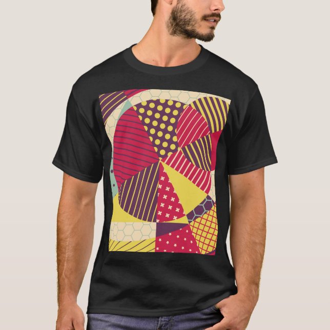 Colourful Geometric Design Abstract T-Shirt (Front)