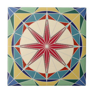 Colourful Geometric Design Ceramic Tile