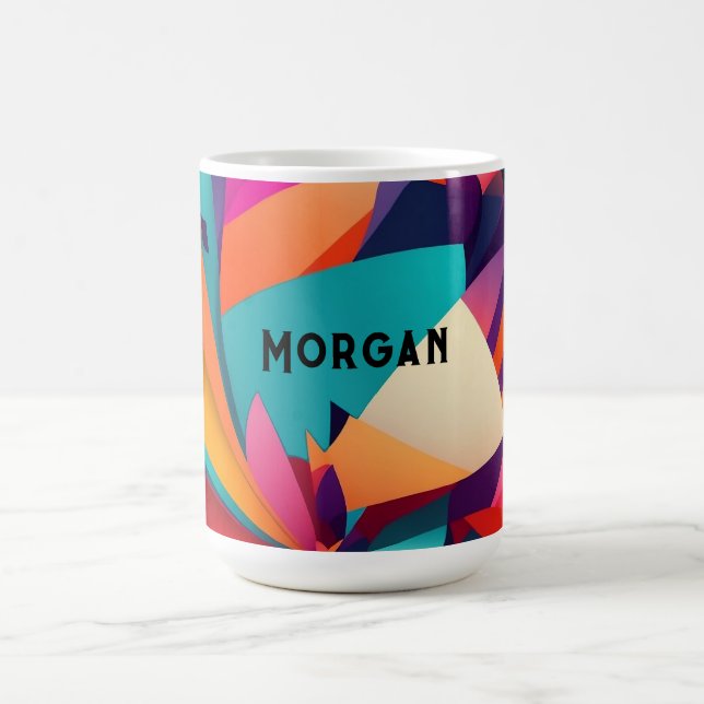 Colourful Geometric Design, Name or Monogram Coffee Mug (Center)